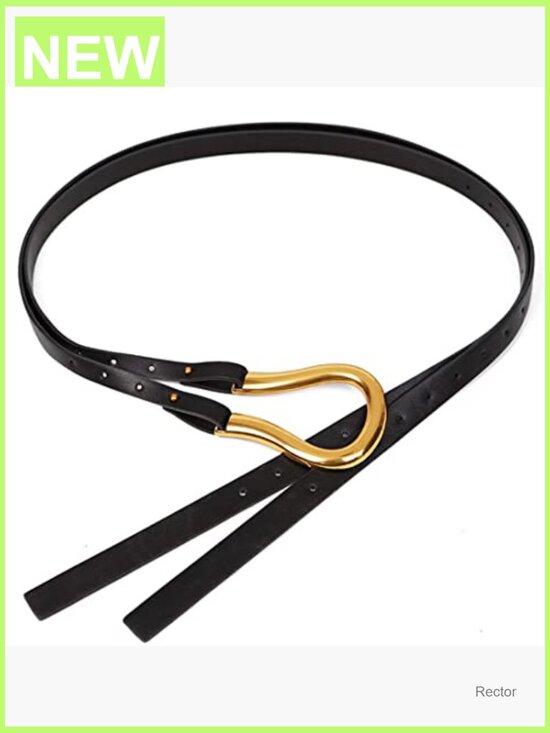 Double Strap PU Leather Cinch Belt - Retro Gold Buckle, One Size main image 6